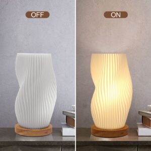 Zenply Dimmable Novelty Small Table Lamp for Bedroom,Vintage Style Striped Small Night Light Lamp, Mini Bedside Lamp for Living Room Nightstand Small Space Kids Room Living Room Office Dorm