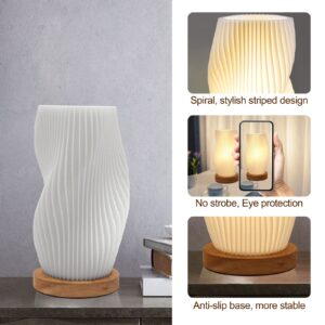 Zenply Dimmable Novelty Small Table Lamp for Bedroom,Vintage Style Striped Small Night Light Lamp, Mini Bedside Lamp for Living Room Nightstand Small Space Kids Room Living Room Office Dorm