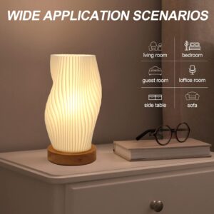 Zenply Dimmable Novelty Small Table Lamp for Bedroom,Vintage Style Striped Small Night Light Lamp, Mini Bedside Lamp for Living Room Nightstand Small Space Kids Room Living Room Office Dorm