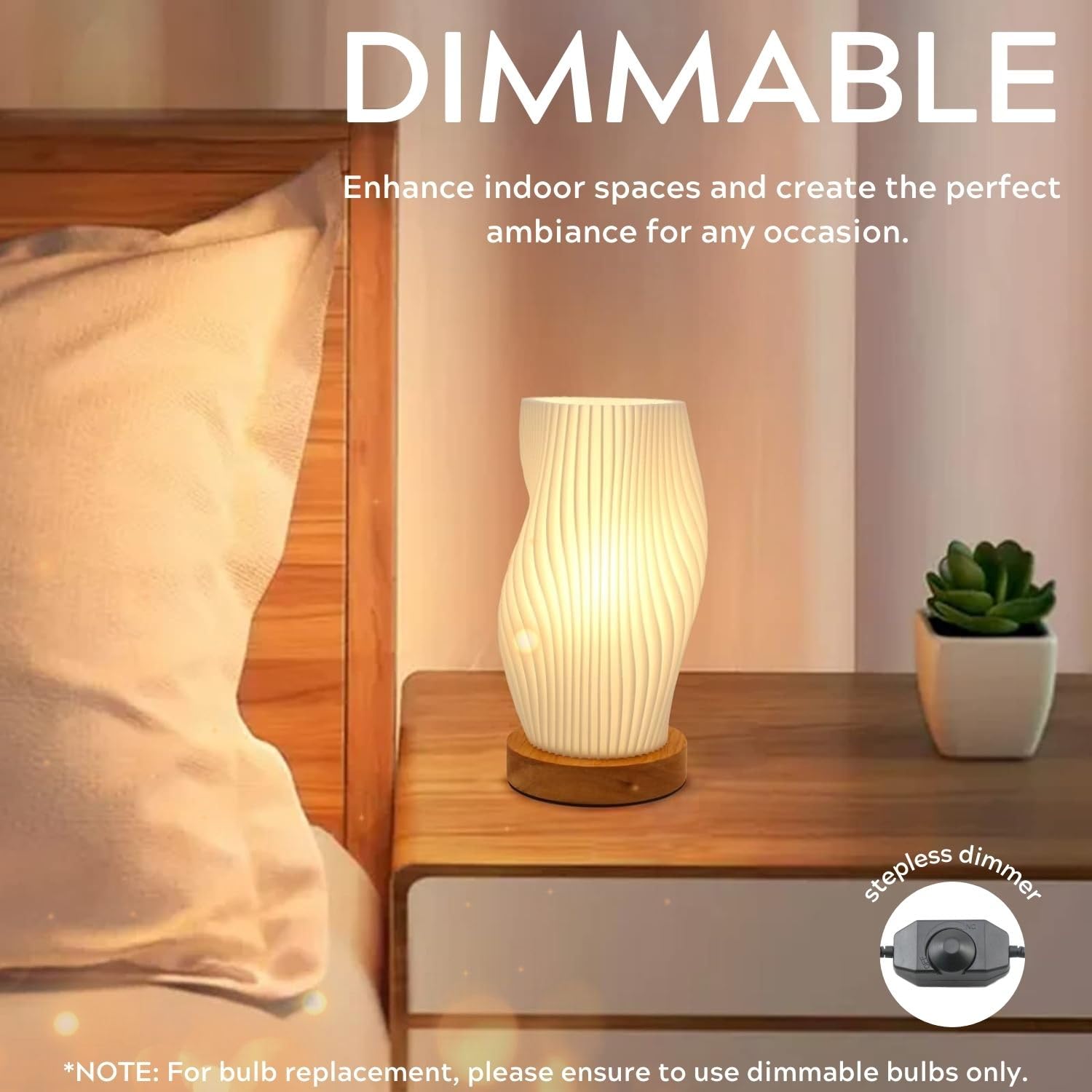 Zenply Dimmable Novelty Small Table Lamp for Bedroom,Vintage Style Striped Small Night Light Lamp, Mini Bedside Lamp for Living Room Nightstand Small Space Kids Room Living Room Office Dorm