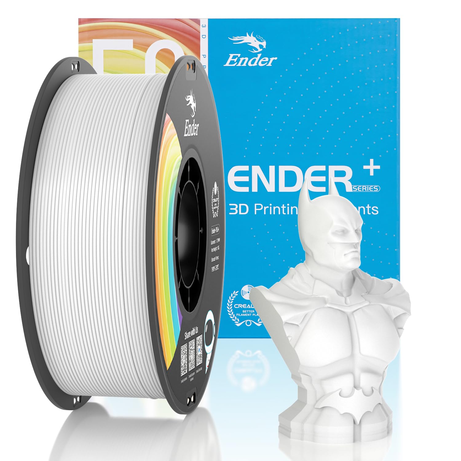 Official Creality PLA Filament Pro White, 1.75mm 3D Printer Filament, Ender PLA + (Plus) Printing Filament, 1kg Spool (2.2lbs), Dimensional Accuracy ±0.02mm. Fit Most FDM Printers