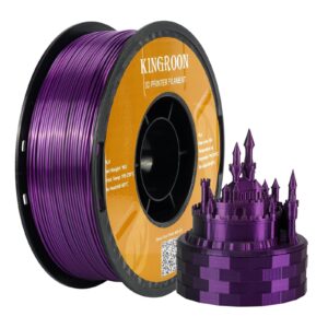 Kingroon PLA 3D Printer Filament, Dual Color Silk PLA Filament, Dimensional Accuracy +/- 0.03 mm, 1kg Spool(2.2lbs), 1.75 mm, Black Purple