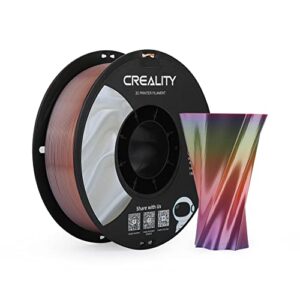 creality rainbow silk pla 3d printer filament 1.75mm, gradient multicolor, high smoothness & toughness, -0.02mm, 3d printing filament 1kg/2.2lb (rainbow)
