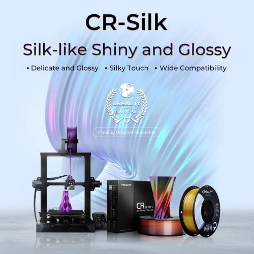 Creality Rainbow Silk PLA 3D Printer Filament 1.75mm, Gradient Multicolor, High Smoothness & Toughness, -0.02mm, 3D Printing Filament 1KG/2.2lb (Rainbow)