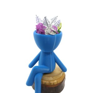 DUHALINE Humanoid Flower Pot, 3D Printing Head Planter Pot, Decorative PLA Succulent Planter, Mini Flower Pot with Shape of A Human Face, Human Shaped Mini Cactus Pot (D:2.56”) (Blue)