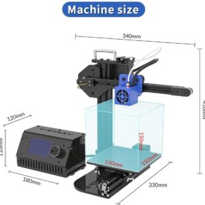 3D Printer Mini High Precision DIY 3D Printer Kit Print Size 150 * 150 * 150mm 1.75mm PLA with Resume Printing Function Auto Leveling