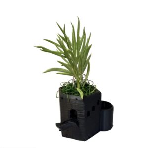 Mini Castle Succulent Planter Sustainable 3D Printed PLA Decorative Planter Succulent Planter Tower - Building Planter - Architecture Pot (Black)