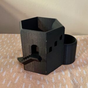 Mini Castle Succulent Planter Sustainable 3D Printed PLA Decorative Planter Succulent Planter Tower - Building Planter - Architecture Pot (Black)