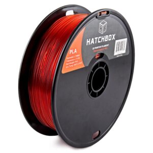 hatchbox pla 3d printer filament, dimensional accuracy +/- 0.03 mm, 1 kg spool, 1.75 mm, transparent red