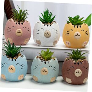 ZANOLI 10 Pcs Flowerpot Succulent Plant Desk Decorations for Office Mini Planter pots Desk Flower Pot Ceramic Planter House pla