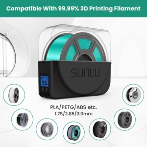 SUNLU Official Filament Dryer S1 Plus, Built-in Circulation Fan, Filament Dryer Box Storage Box for 3D Printer Filament 1.75 2.85 3.00, S1 Plus Black