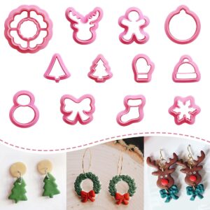 KEOKER Christmas Clay Cutters, Christmas Polymer Clay Cutters for Earrings Making, 12 Shapes Mini Christmas Clay Earrings Cutters, Small Christmas Tree Clay Cutters For Polymer Clay Jewelry