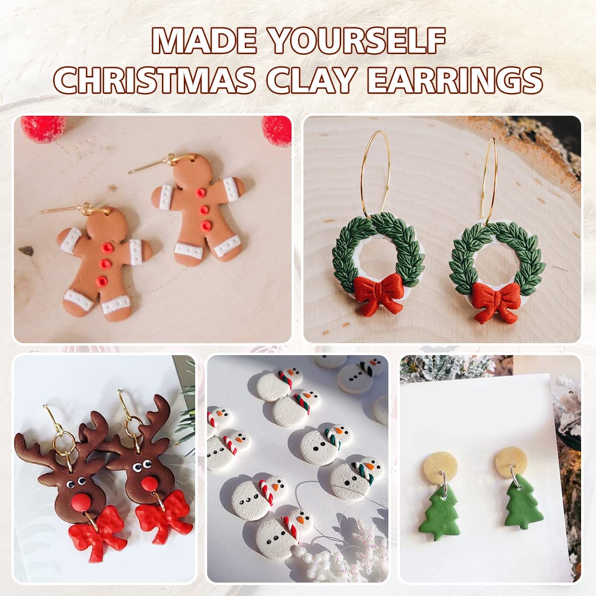 KEOKER Christmas Clay Cutters, Christmas Polymer Clay Cutters for Earrings Making, 12 Shapes Mini Christmas Clay Earrings Cutters, Small Christmas Tree Clay Cutters For Polymer Clay Jewelry