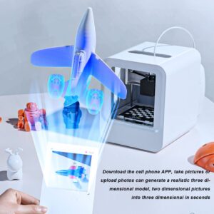 Desktop Mini 3D Printer, APP Control, Larger Print Size100 * 100 * 58mm, Removable Magnetic Base Plate, Leveling Free, Photo Modeling, Easy to Use, Works with Modified PLA