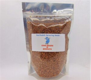 "cool beans n sprouts" brand, radish duo sprouting mix, 2 ounces, this is a mix of daikon radish and red radish seeds.