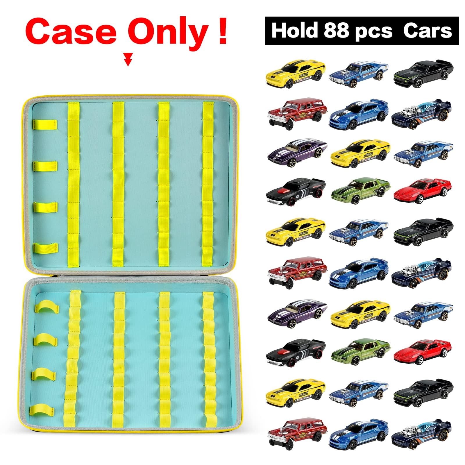 PAIYULE 88 Car Toy Storage Organizer Case for Matchbox Cars, Car Display Carrying Container Holder for Mini Collection, Random Assortment Party and More Gift Pack-Box Only