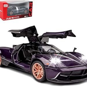 1:32 Alloy DieCast Metal Cars Model Collectible Pagani Huayra Dinastia Pull Back Vehicle, Pull Back Model Cars with Light and Sound，Children's Christmas Birthday Gifts,etc.(Purple)