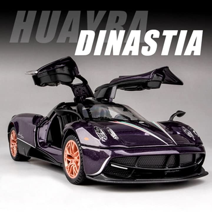 1:32 Alloy DieCast Metal Cars Model Collectible Pagani Huayra Dinastia Pull Back Vehicle, Pull Back Model Cars with Light and Sound，Children's Christmas Birthday Gifts,etc.(Purple)