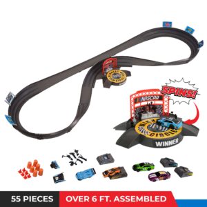 Far Out Toys NASCAR Crash Circuit Ultimate Road Course Bundle with Huge Race Track, Winner’s Circle, 4 Cars Total | Electric Powered, Over 6 Ft Assembled | Capture The Momentum and Thrill of Nascar