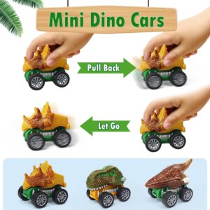 Dinosaur Toys for Kids 3-7, Dinosaur Transport Truck for Boys with Roar & Music Button and Slide, 11 Pack Friction Truck Toy Include 3 Pull Back Dinosaur Cars and 6 Dino Figures, Gift for Children