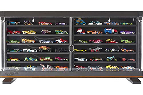 Hot Wheels Toy Car Display Case with Exclusive Mercedes-Benz 190E in 1:64 Scale for High-End Collectors, Premium Fit & Finish, Stores Up to 50 Cars