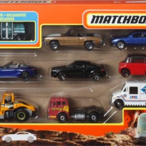 Matchbox Cars, 9-Pack Die-Cast 1:64 Scale Toy Cars, Construction or Garbage Trucks, Rescue Vehicles or Planes (Styles May Vary).