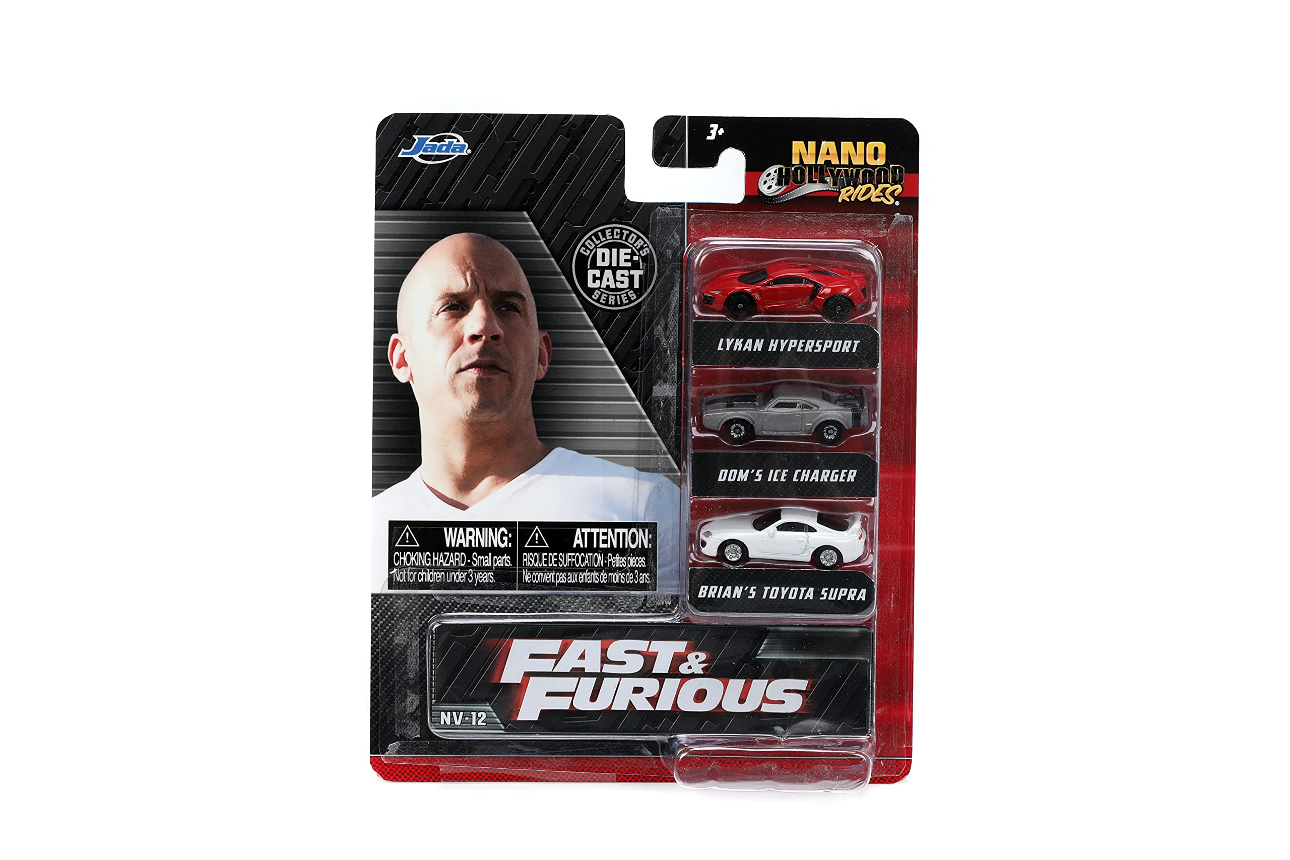 Fast & Furious 1.65" Nano 3-Pack Wave 4 Die-cast Cars, Toys for Kids and Adults,Red