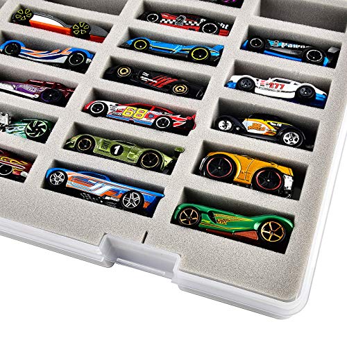 FULLCASE Case Compatible with Hot Wheels Cars Gift Pack. Toy Cars Organizer Storage Container Holds for Hotwheels Car 27pcs. Display Carrying Holder with 4 Size of Slots (Box Only)