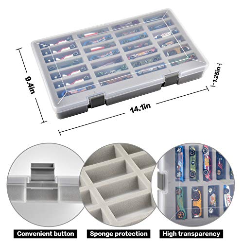 FULLCASE Case Compatible with Hot Wheels Cars Gift Pack. Toy Cars Organizer Storage Container Holds for Hotwheels Car 27pcs. Display Carrying Holder with 4 Size of Slots (Box Only)