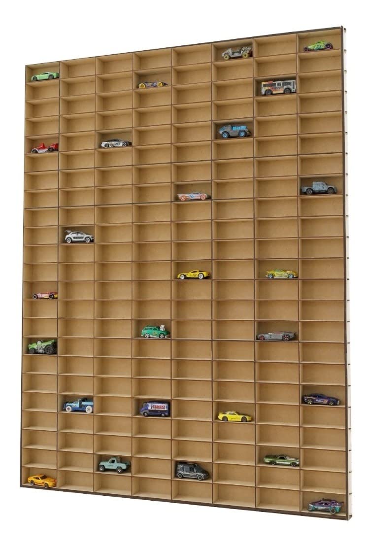 Alejandro Cortes Display Toy Storage Organizer Case for 1/64 Scale Cars (184 Spaces) - Collectibles Display Shelf, Toy Car Storage, 1/64 Display Case wooden display shelf