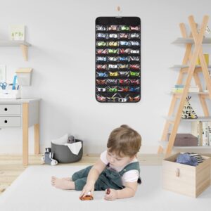 JOYMOMO Hanging Organizers for Toy Cars Double Sided 80 Pockets Display Case for Toy Cars (Without Toy Cars) (80 Slots Black)