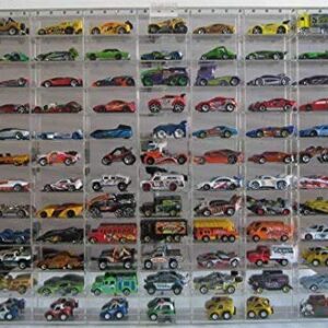 Display Case Wall Cabinet for 1:64 Scale Matchbox Hot Toy Cars Wheels 108 Slots UV Protect Mirrored Background