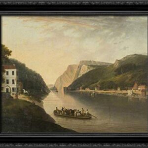 Hotwells And Rownham Ferry 24x20 Black Ornate Wood Framed Canvas Art by William Williams