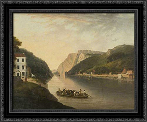 Hotwells And Rownham Ferry 24x20 Black Ornate Wood Framed Canvas Art by William Williams