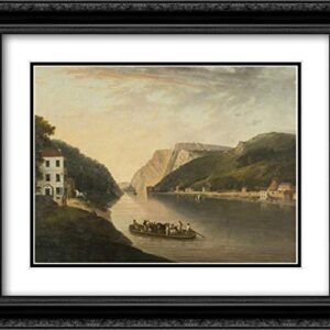 Hotwells And Rownham Ferry 24x20 Black Ornate Frame and Double Matted Museum Art Print by William Williams