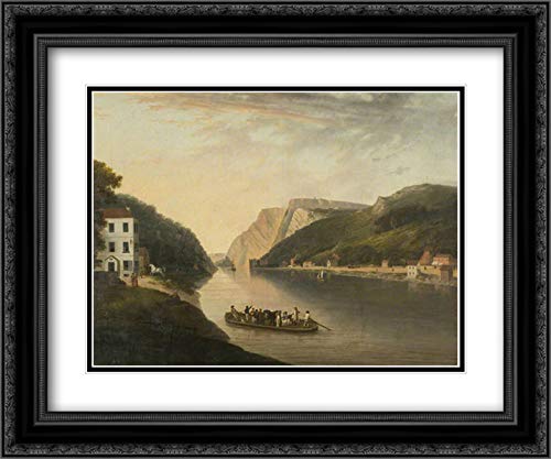 Hotwells And Rownham Ferry 24x20 Black Ornate Frame and Double Matted Museum Art Print by William Williams