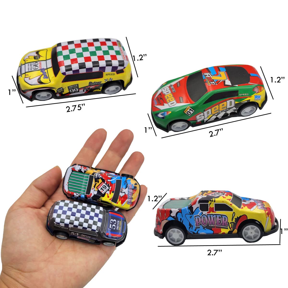 SeeuFun 36 Pack 2.7Inch Pull Back Racing Cars Die cast Race Car Vehicles Play-Set, Friction Powered Vehicles Toys for Boys and Girls Colors Random