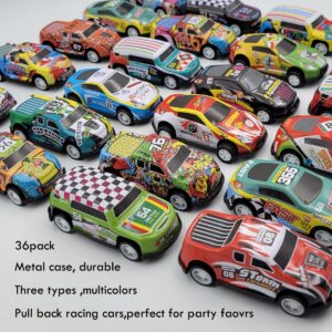 SeeuFun 36 Pack 2.7Inch Pull Back Racing Cars Die cast Race Car Vehicles Play-Set, Friction Powered Vehicles Toys for Boys and Girls Colors Random