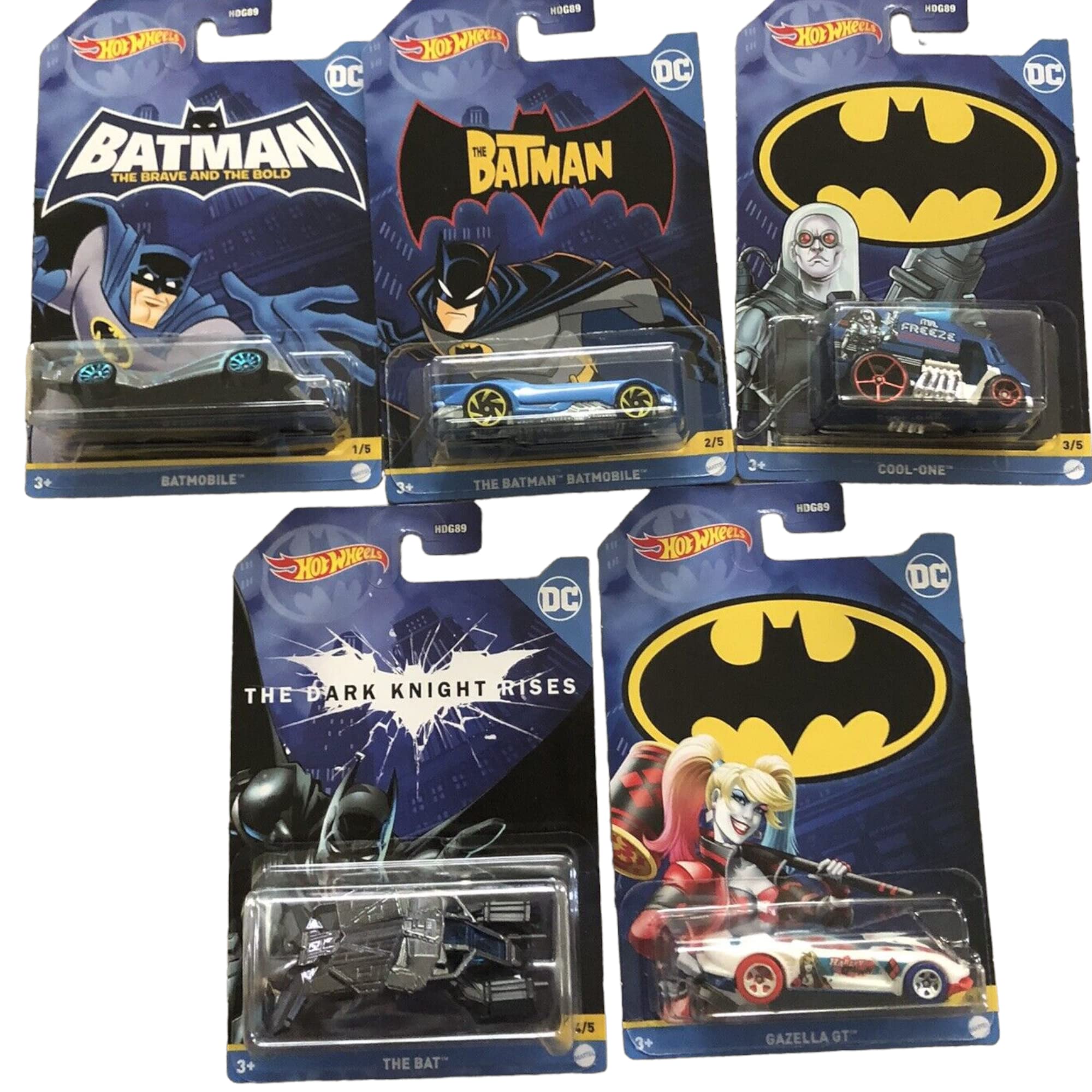 Hot Wheels Batman 2022 Batmobile Complete Set of 5 Diecast Vehicles Mix 3 from HDG89-956C Release