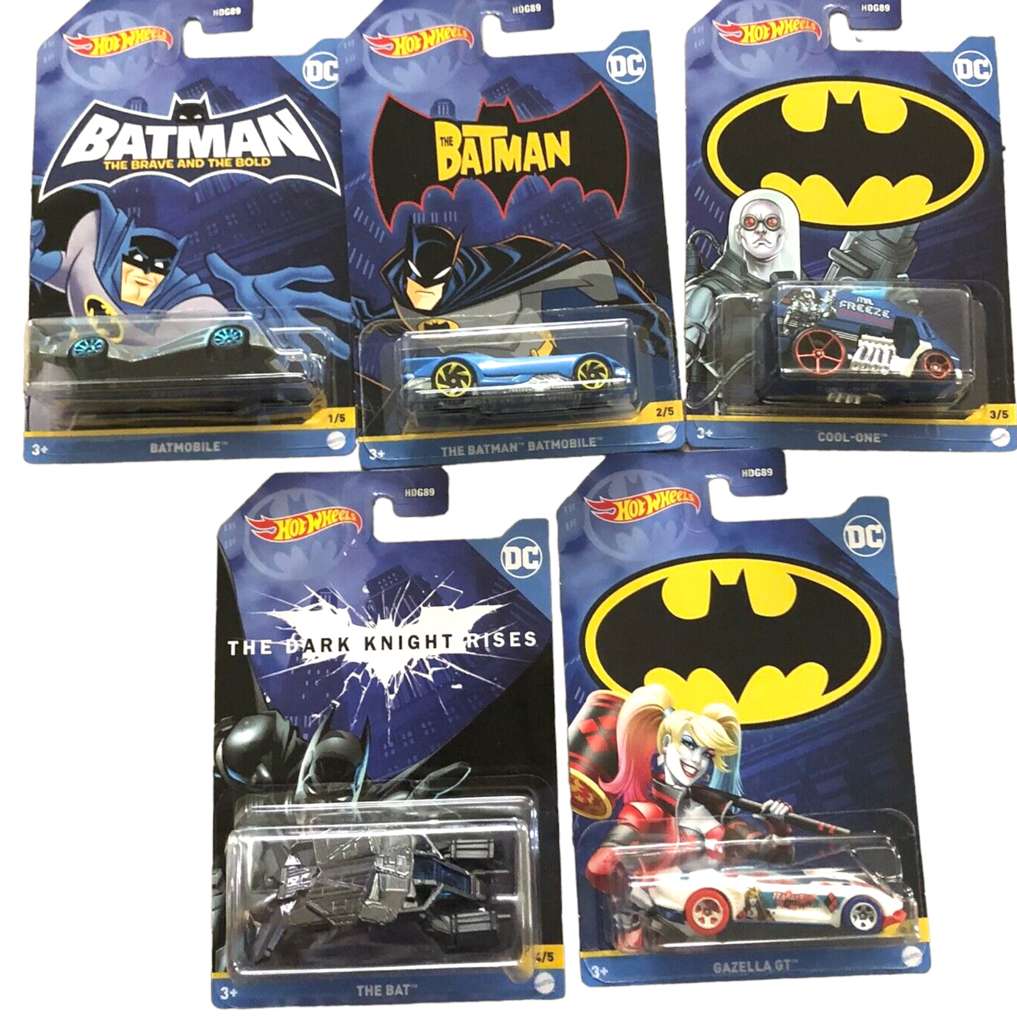 Hot Wheels Batman 2022 Batmobile Complete Set of 5 Diecast Vehicles Mix 3 from HDG89-956C Release