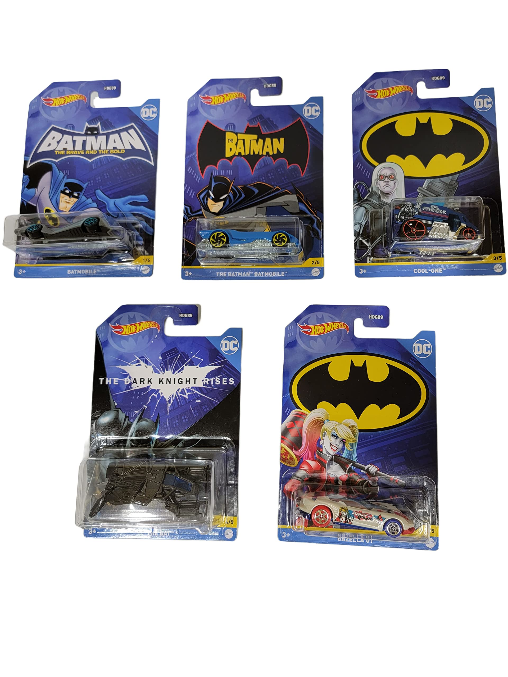 Hot Wheels Batman 2022 Batmobile Complete Set of 5 Diecast Vehicles Mix 3 from HDG89-956C Release