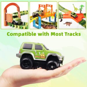 burgkidz Tracks Cars Replacement only, Toys Track Cars Racing Track Accessories Compatible with Most Tracks, Dinosaur Track Cars for Kids Boys and Girls Ages 3 4 5 6 7 Years Old