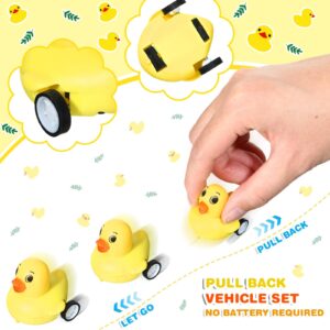 Hiboom 100 Pcs Mini Duck Pull Back Cars Toys Duckies Race Car Yellow Duck Push and Go Cars Racing Toy Vehicle Set for Birthday Party Favors Stocking Fillers Decorations Accessories