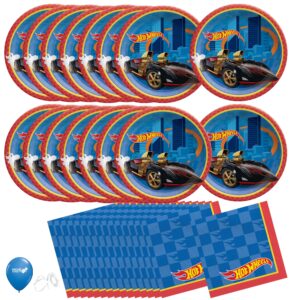 hot wheels party supplies bundle with cake plates and napkins for 16 guests