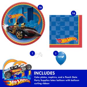 Hot Wheels Party Supplies Bundle with Cake Plates and Napkins for 16 Guests