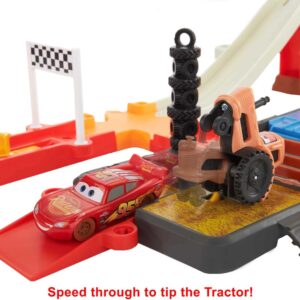 Mattel Disney and Pixar Cars Track Set with Lightning McQueen Toy Car & Storage Tub, Race & Go Playset, 20+ Pieces Include Launcher