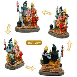 India God Shiva Family Statue - 6.1”H Hindu Idols Shiva Family Sculpture Shiva Ganesh Shiva Parvati Murti Moorti Pooja Idol Diwali Gifts Puja Gifts Home Office Temple Mandir Altar Decor