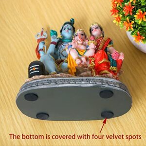 India God Shiva Family Statue - 6.1”H Hindu Idols Shiva Family Sculpture Shiva Ganesh Shiva Parvati Murti Moorti Pooja Idol Diwali Gifts Puja Gifts Home Office Temple Mandir Altar Decor