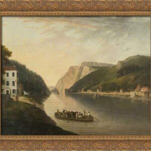 Hotwells And Rownham Ferry 24x20 Gold Ornate Wood Framed Canvas Art by William Williams