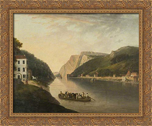 Hotwells And Rownham Ferry 24x20 Gold Ornate Wood Framed Canvas Art by William Williams